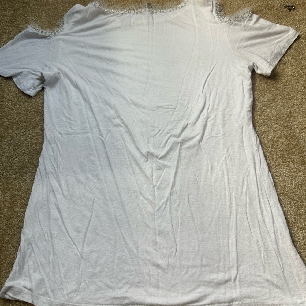 BKE Cream Sleeveless Blouse with Beaded Trim - Picture 7 of 7